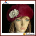 Lingshang angora haute qualité tricotée mode hiver fille crochet fleur chapeaux